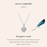 1 Carat Moissanite Pendant Necklace For Women High Quality 925 Sterling Silver Wedding Party Bridal Fine Jewelry 3 Colors