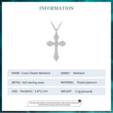 White Gold Plated 925 Solid Sterling Silver Cubic Zirconia Cross Pendant Crucifix Necklace Faithful For Women Girls