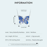 Gold Plated Dainty Pendant Necklace for Women, 925 Sterling Silver Starry Butterfly Chain Necklace