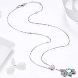 925 Sterling Silver Pink CZ Heart And Cute Bear Animal Pendant Necklaces for Women Silver Jewelry Gift