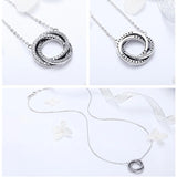 925 Sterling Silver Minimalism Geometric Stacked Circle Pendant Necklaces for Women Clear CZ Fine Jewelry