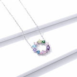 Wreath Necklace for Girl 925 Sterling Silver Jewelry Colorful AAA CZ Jewelry Original Design Gift for Women