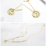 925 Sterling Silver Vintage Gold Sun and Moon Double Layers Choker Necklaces Pendant for Women Silver Fine Jewelry