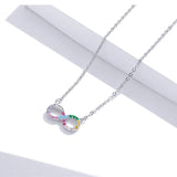 925 Sterling Silver Rainbow Color Infinite Love Short Chain Necklace for Women Girl Gift Collar