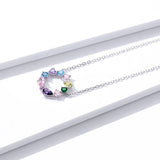 Wreath Necklace for Girl 925 Sterling Silver Jewelry Colorful AAA CZ Jewelry Original Design Gift for Women