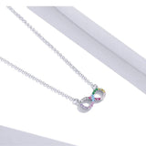 925 Sterling Silver Rainbow Color Infinite Love Short Chain Necklace for Women Girl Gift Collar