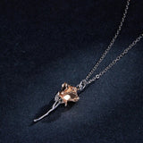 Sterling Silver 925 Graceful Rose Pendant Necklace for Women Chain Necklaces Plated platinum Jewelry