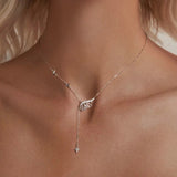 925 Sterling Silver Angel Wing Necklace, White Gold Plated Classic Necklace with Cubic Zirconia Jewelry Gift for Women