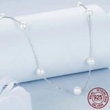 925 Sterling Silver Dainty Shell Pearl Choker Necklace, White Gold Plated Pearl Charm Necklaces Jewelry Gifts for Women