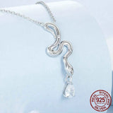 925 Sterling Silver Snake Pendant Necklace Pave Setting CZ for Women Adjustable Chain Link Fine Jewelry Party Gift