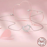 White Gold Plated Infinite Love Necklace for Women, 925 Sterling Silver Leaves Heart Necklace