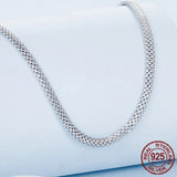 White Gold Plated Necklace for Women, 925 Sterling Silver Snake Chain Necklace Dainty Chunky Woven Necklace