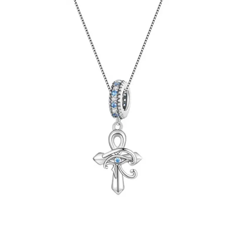 925 Sterling Silver Ancient Egypt Eye Of Horus Pendant Necklace Cross Charms Neck Chain for Women Birthday Fine Jewlery