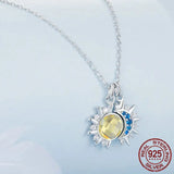 925 Sterling Silver White Gold Plated Sun and Moon Necklace Energy Pendant Neck Chain for Women Party Fine Jewelry Gift