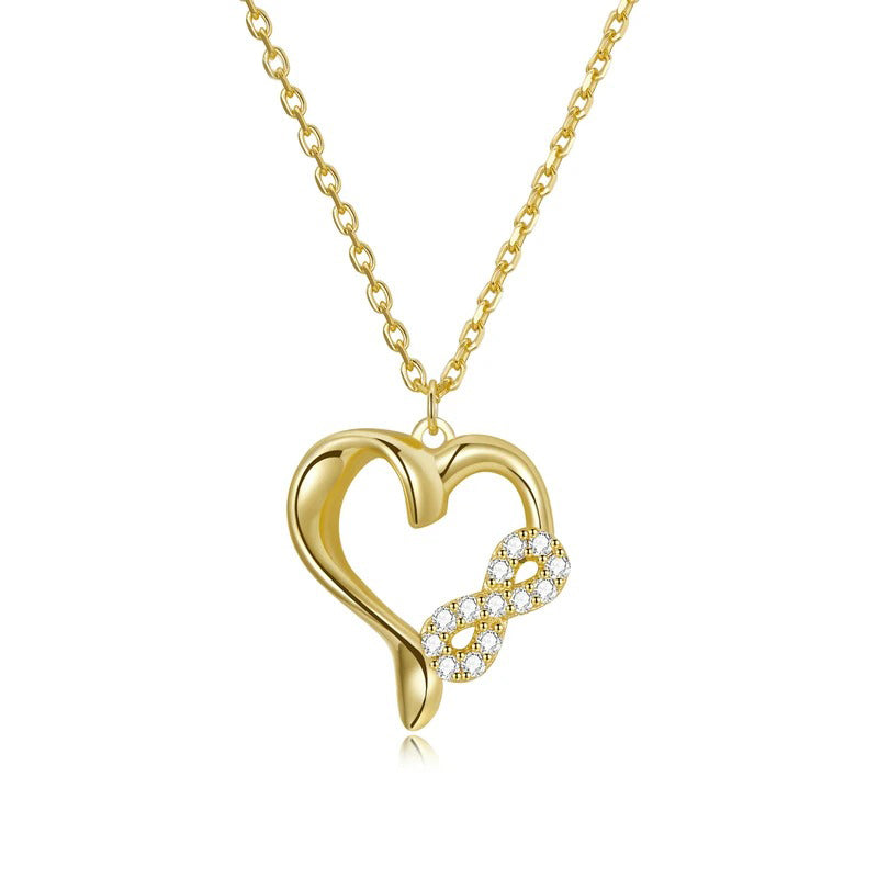 925 Sterling Silver Plated Gold Infinity Love Pendant Chain Necklace for Women Fine Jewelry Wedding Party Gift