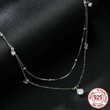 925 Sterling Silver Shining Luxury Tassel Moissanite Pendant Necklace Double-layer Necklace for Women Mother's Day Gift