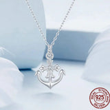 925 Sterling Silver Anchor Necklace, White Gold Plated Classic Necklace with Cubic Zirconia Jewelry Gift for Women