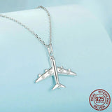 925 Sterling Silver Delicate Airplane Pendant Necklace Platinum Plated Necklace for Women Dainty Fine Jewelry Gift