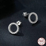 Forever Clear Moissanite 925 Sterling Silver Circle Round Stud Earrings Dazzling Ideal Cut Lab Created Diamond Bijoux