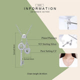 Romantic 925 Sterling Silver Key of Heart Lock Chain Pendant Necklaces for Women Sterling Silver Jewelry Collar