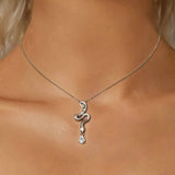 925 Sterling Silver Snake Pendant Necklace Pave Setting CZ for Women Adjustable Chain Link Fine Jewelry Party Gift