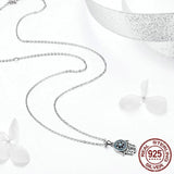 Genuine 925 Sterling Silver Trendy Fatima's Guarding Hand Pendant Hamsa Lucky Necklaces for Women Fine Jewelry Gift