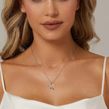 White Gold Plated Fish Tail Necklace for Women, 925 Sterling Silver Nano Opal Heart Necklace