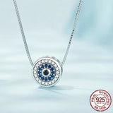 925 Sterling Silver Blue Crystal Evil Eye Necklace Lucky Eye Neck Chain for Women Birthday Gift Fine Jewelry