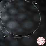 925 Sterling Silver Shining Luxury Tassel Moissanite Pendant Necklace Double-layer Necklace for Women Mother's Day Gift