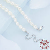 925 Sterling Silver Natural Pearl Necklace Irregular Fresh Water Pearl Neck Chain for Women Elegent Fine Jewelry