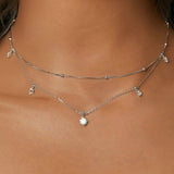 925 Sterling Silver Shining Luxury Tassel Moissanite Pendant Necklace Double-layer Necklace for Women Mother's Day Gift
