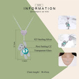 925 Sterling Silver Pink CZ Heart And Cute Bear Animal Pendant Necklaces for Women Silver Jewelry Gift