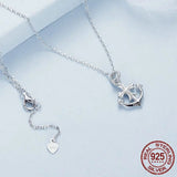 925 Sterling Silver Anchor Necklace, White Gold Plated Classic Necklace with Cubic Zirconia Jewelry Gift for Women