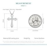 Platinum Plated 925 Solid Sterling Silver Classic Cross Pendant Crucifix Necklace Faithful For Women Girls