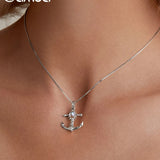 925 Sterling Silver Anchor Pendant Necklace Shiny Sun Neck Chain for Women Birthday Gift Original Design Fine Jewelry