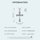 925 Sterling Silver Vintage Pattern Cross Pendant Necklace Crucifix Charms Fit Women Original Necklace DIY Fine Jewelry