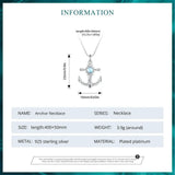 925 Sterling Silver Anchor Pendant Necklace Shiny Sun Neck Chain for Women Birthday Gift Original Design Fine Jewelry