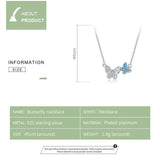 925 Sterling Silver Blue Zircon Flying Butterfly Necklace Women Birthday Gift Korean Style Fashion Jewelry Gift