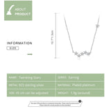 925 Sterling Silver Clear CZ Twinkling Stars Pendant Necklace for Women Wedding Family Gifts Fine Jewelry