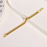 Stainless Steel Mesh Link Chain Bracelet for Men Women, 6mm Italian Gold Wristband, 17/19/21cm Gift Jewelry