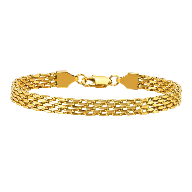 Stainless Steel Mesh Link Chain Bracelet for Men Women, 6mm Italian Gold Wristband, 17/19/21cm Gift Jewelry
