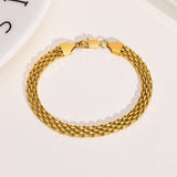 Stainless Steel Mesh Link Chain Bracelet for Men Women, 6mm Italian Gold Wristband, 17/19/21cm Gift Jewelry