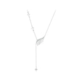 925 Sterling Silver Angel Wing Necklace, White Gold Plated Classic Necklace with Cubic Zirconia Jewelry Gift for Women