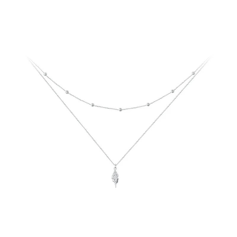 925 Sterling Silver Conch Layered Pendant Necklace Multilayer Stylish Choker Necklace for Women Ocean Series Jewelry