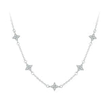 925 Sterling Silver Dainty Stars Necklace for Women, Four-Leaf Clover CZ Choker Chain Necklace Trendy Jewelry Gift