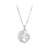925 Sterling Silver Mom and Son Pendant Necklace Heart-shaped Necklace for Women Fine Jewelry Gift