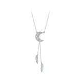 925 Sterling Silver Moon Dreamcatcher Pendant Necklace Feather Necklace for Women Fine Jewelry
