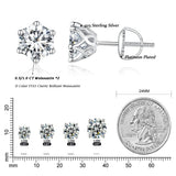 Classic Moissanite Stud Earrings, S925 Silver D Color Brilliant Round Cut Lab Created Diamond Wedding Engagement Earrings