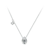 White Gold Plated Moissanite Necklace for Women, 925 Silver Pear/Round Solitaire Moissanite Pendant Valentines Day Gift