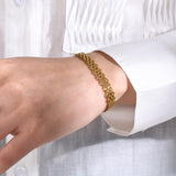 Stainless Steel Mesh Link Chain Bracelet for Men Women, 6mm Italian Gold Wristband, 17/19/21cm Gift Jewelry